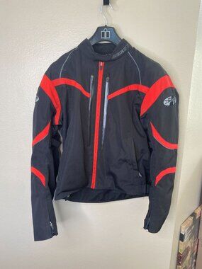 Joe Rocket Velocity Mens Motorcycle Jacket M Black Red Protective Padded Heavy